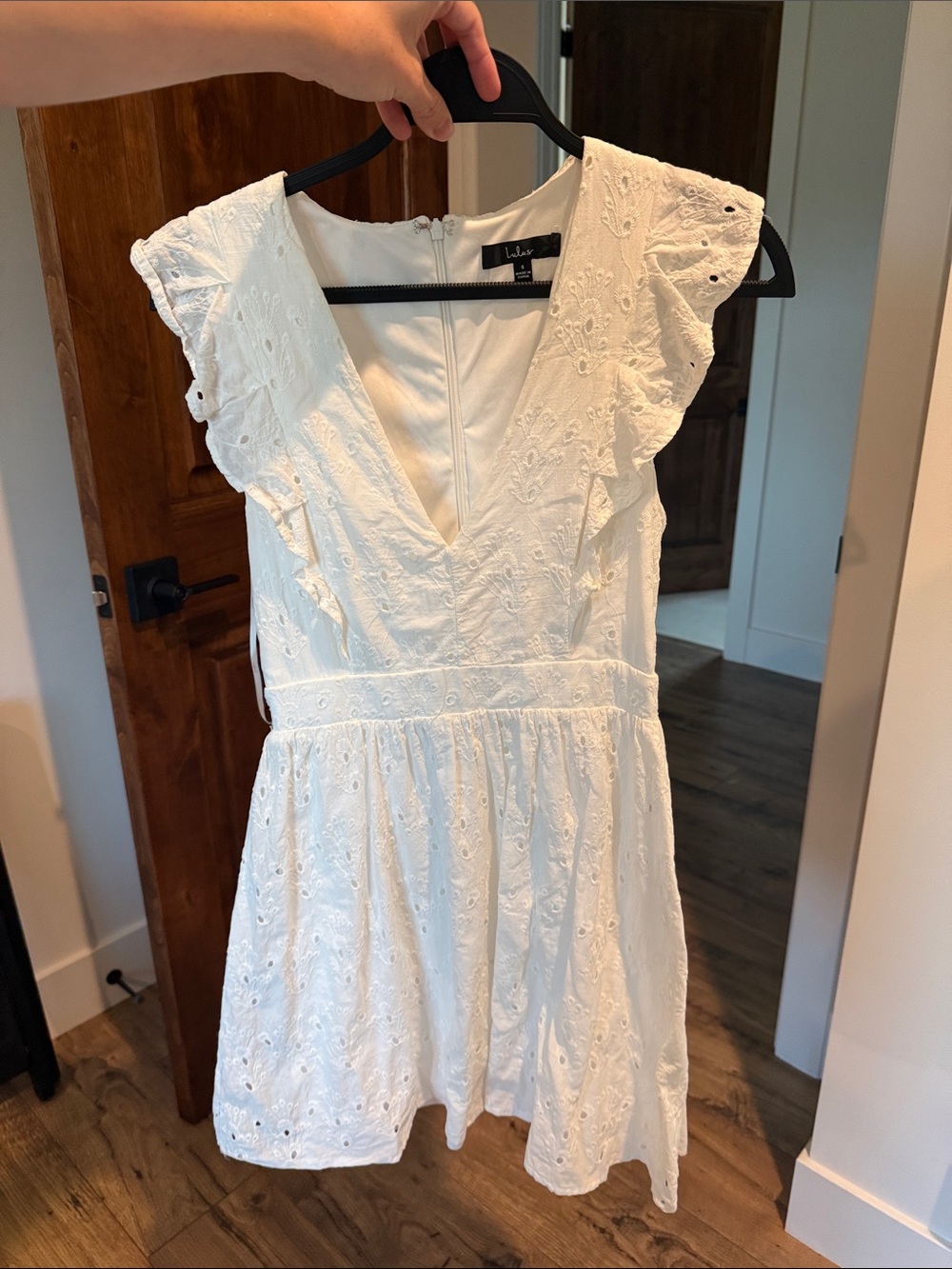 Lulu's White Eyelet Ruffle Sleeve Mini Dress